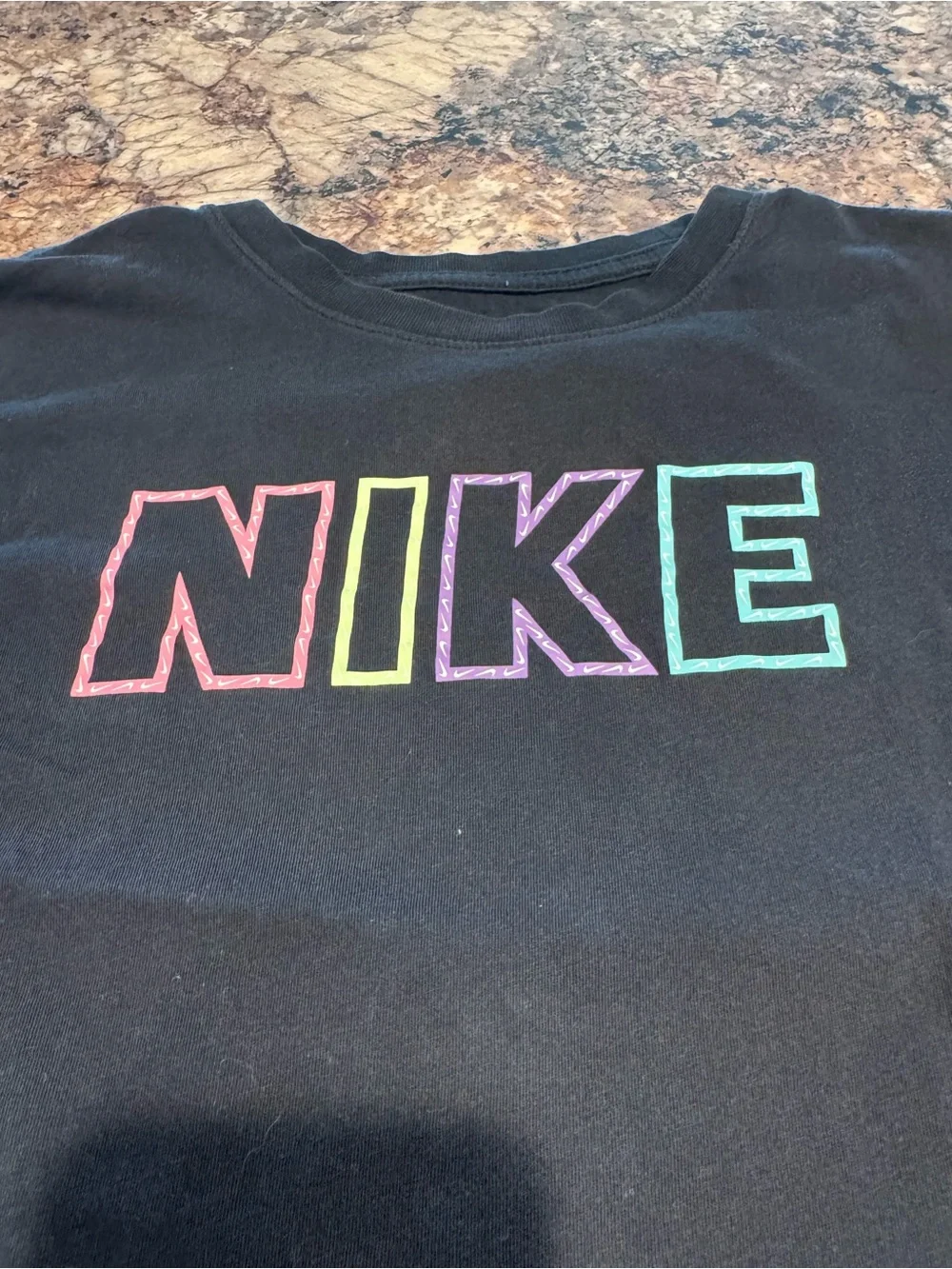 Nike Black Tee with Multicolor Logo